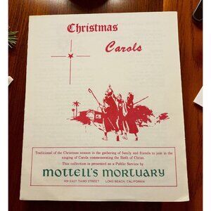 Mottells Mortuary Christmas Carols Booklet Long Beach CA 1950s Ephemera